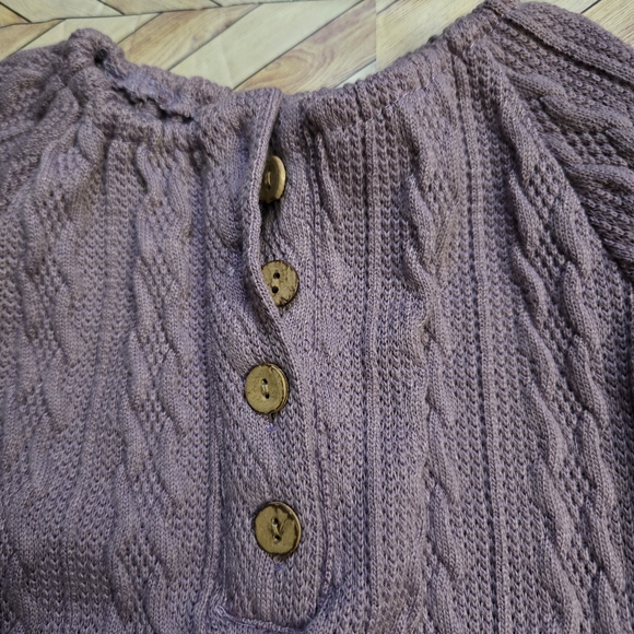 Boho Baby Girl Cable Knit Long Sleeve Sweater Romper Dusty Lavender One-Piece - Picture 5 of 10